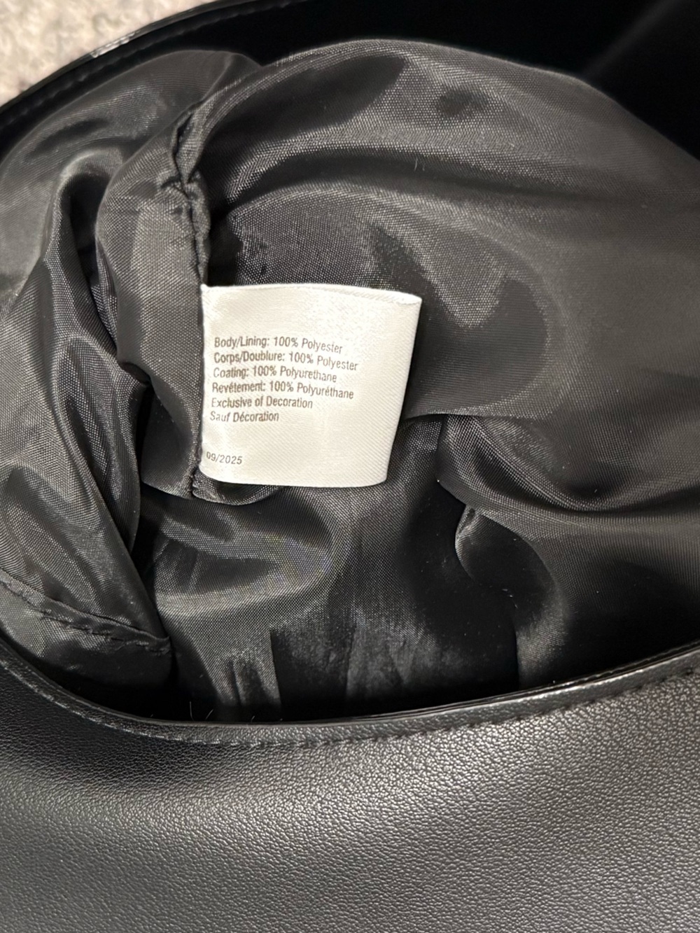 Victoria’s Secret Black Faux Leather Hobo Shoulder Bag Large Tote - Picture 13 of 16